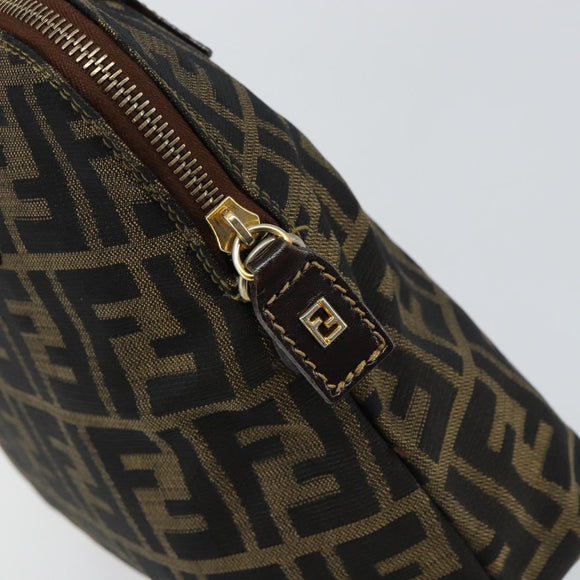FENDI Zucca Canvas Hand Bag Black Brown Auth 149479