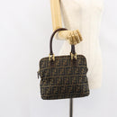 FENDI Zucca Canvas Hand Bag Black Brown Auth 149479-24