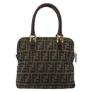 FENDI Zucca Canvas Hand Bag Black Brown Auth 149479-2