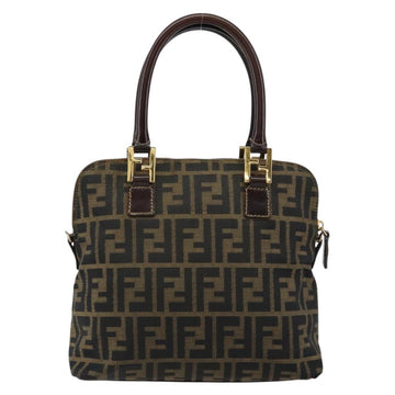FENDI Zucca Canvas Hand Bag Black Brown Auth 149479 - 0