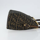 FENDI Zucca Canvas Hand Bag Black Brown Auth 149479-3