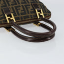FENDI Zucca Canvas Hand Bag Black Brown Auth 149479-7