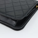 CHANEL Matelasse Chain Shoulder Bag Lamb Skin Black Gold CC Auth 149481-18