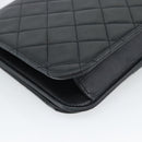 CHANEL Matelasse Chain Shoulder Bag Lamb Skin Black Gold CC Auth 149481-9