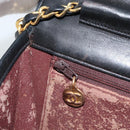 CHANEL Matelasse Chain Shoulder Bag Lamb Skin Black Gold CC Auth 149481-24