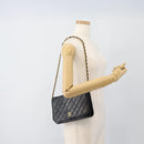 CHANEL Matelasse Chain Shoulder Bag Lamb Skin Black Gold CC Auth 149481-29