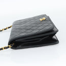 CHANEL Matelasse Chain Shoulder Bag Lamb Skin Black Gold CC Auth 149481-3