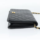 CHANEL Matelasse Chain Shoulder Bag Lamb Skin Black Gold CC Auth 149481-4
