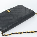CHANEL Matelasse Chain Shoulder Bag Lamb Skin Black Gold CC Auth 149481-6