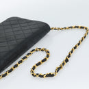 CHANEL Matelasse Chain Shoulder Bag Lamb Skin Black Gold CC Auth 149481-7
