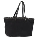 FENDI Studs Celeria Tote Bag Canvas Black Silver Auth 149482-1