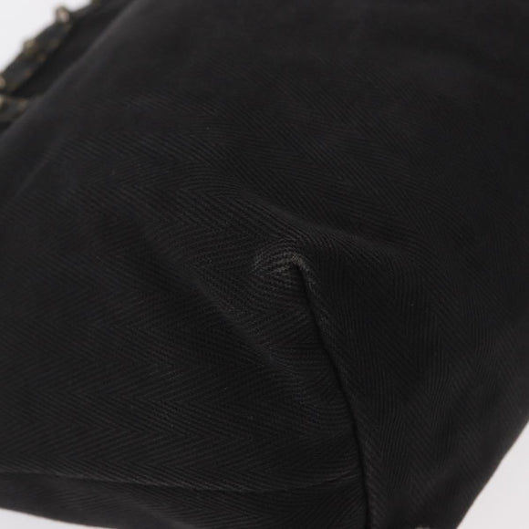 FENDI Studs Celeria Tote Bag Canvas Black Silver Auth 149482