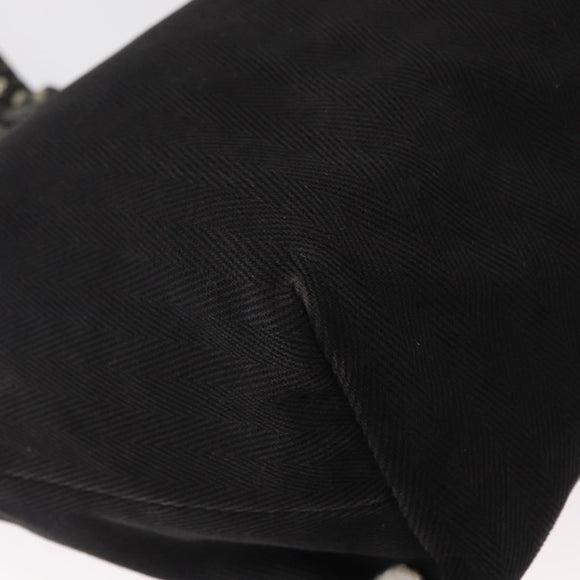 FENDI Studs Celeria Tote Bag Canvas Black Silver Auth 149482