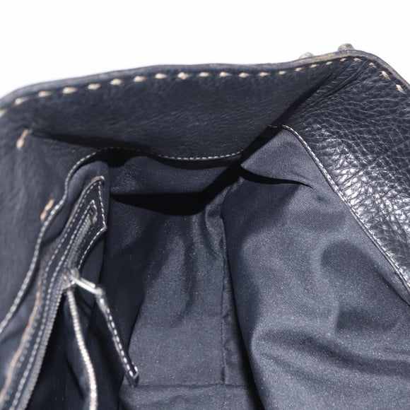 FENDI Studs Celeria Tote Bag Canvas Black Silver Auth 149482