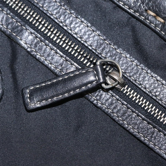 FENDI Studs Celeria Tote Bag Canvas Black Silver Auth 149482