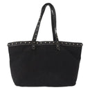 FENDI Studs Celeria Tote Bag Canvas Black Silver Auth 149482-13