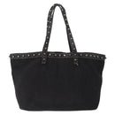 FENDI Studs Celeria Tote Bag Canvas Black Silver Auth 149482-2