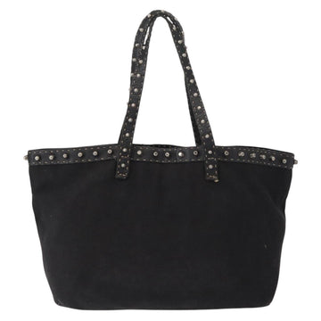 FENDI Studs Celeria Tote Bag Canvas Black Silver Auth 149482 - 0