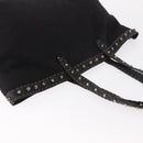 FENDI Studs Celeria Tote Bag Canvas Black Silver Auth 149482-6