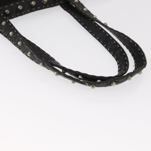 FENDI Studs Celeria Tote Bag Canvas Black Silver Auth 149482