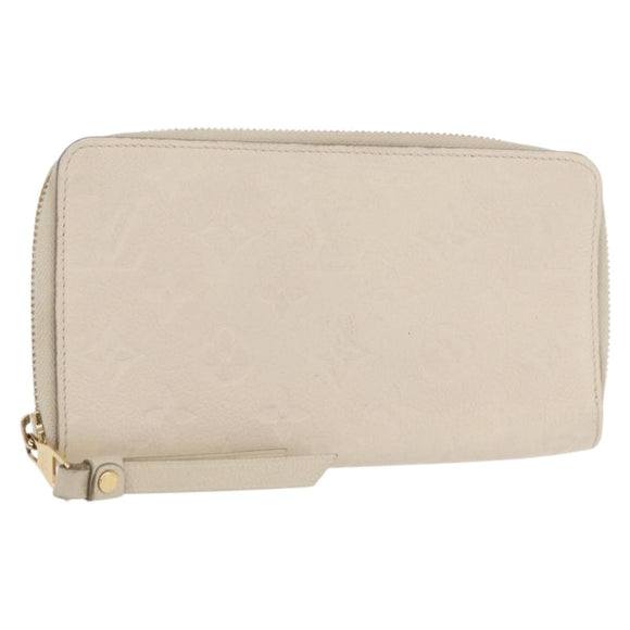 LOUIS VUITTON Monogram Empreinte Zippy Wallet White TN0146 LV Auth 149489