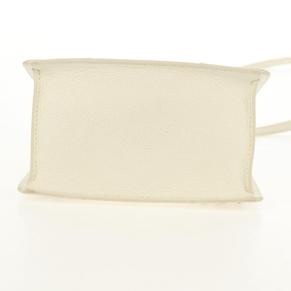 Jimmy Choo Studs Hand Bag Leather 2way White Silver Auth 149491M