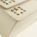 Jimmy Choo Studs Hand Bag Leather 2way White Silver Auth 149491M-9