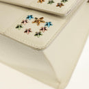 Jimmy Choo Studs Hand Bag Leather 2way White Silver Auth 149491M-16