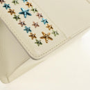 Jimmy Choo Studs Hand Bag Leather 2way White Silver Auth 149491M-17