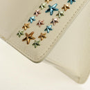 Jimmy Choo Studs Hand Bag Leather 2way White Silver Auth 149491M-18