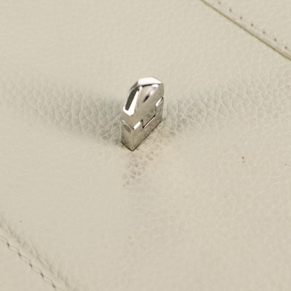 Jimmy Choo Studs Hand Bag Leather 2way White Silver Auth 149491M