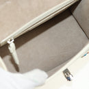 Jimmy Choo Studs Hand Bag Leather 2way White Silver Auth 149491M-11