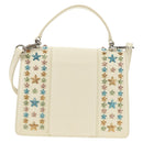 Jimmy Choo Studs Hand Bag Leather 2way White Silver Auth 149491M-2