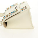 Jimmy Choo Studs Hand Bag Leather 2way White Silver Auth 149491M-3
