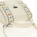 Jimmy Choo Studs Hand Bag Leather 2way White Silver Auth 149491M-6