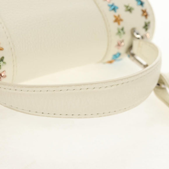 Jimmy Choo Studs Hand Bag Leather 2way White Silver Auth 149491M