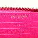 SAINT LAURENT V Stitch Long Wallet Leather Pink CC Auth 149493M-18