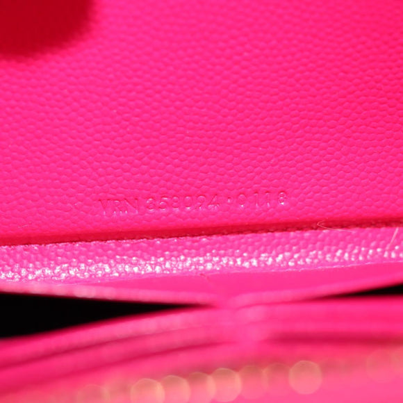 SAINT LAURENT V Stitch Long Wallet Leather Pink CC Auth 149493M