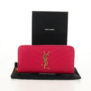 SAINT LAURENT V Stitch Long Wallet Leather Pink CC Auth 149493M-12