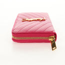 SAINT LAURENT V Stitch Long Wallet Leather Pink CC Auth 149493M-3