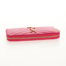 SAINT LAURENT V Stitch Long Wallet Leather Pink CC Auth 149493M-5