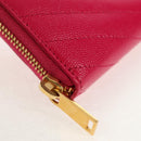 SAINT LAURENT V Stitch Long Wallet Leather Pink CC Auth 149493M-14