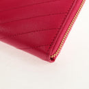 SAINT LAURENT V Stitch Long Wallet Leather Pink CC Auth 149493M-7