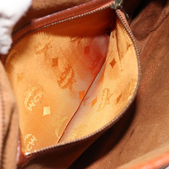 MCM Logogram Vicetos Shoulder Bag PVC Leather Brown Gold Auth 149501