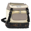 CHANEL Sports Line COCO Mark Backpack Nylon Leather White Silver CC Auth 149508-1