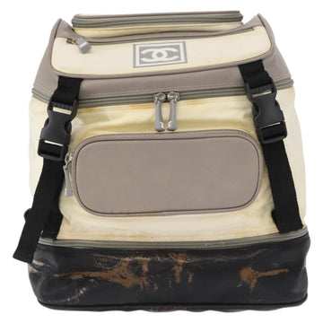 CHANEL Sports Line COCO Mark Backpack Nylon Leather White Silver CC Auth 149508 - 0