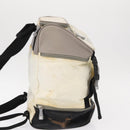 CHANEL Sports Line COCO Mark Backpack Nylon Leather White Silver CC Auth 149508-5