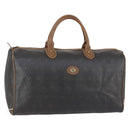 Christian Dior Honeycomb Canvas Boston Bag PVC Black Brown Auth 149510-1