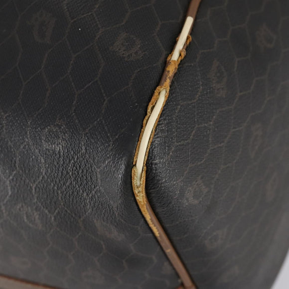 Christian Dior Honeycomb Canvas Boston Bag PVC Black Brown Auth 149510