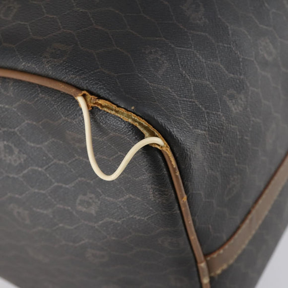 Christian Dior Honeycomb Canvas Boston Bag PVC Black Brown Auth 149510